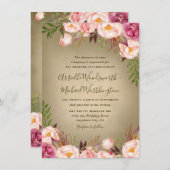 Vintage Peony Rose Blush Wedding Invitations (Devant / Derrière)