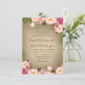 Vintage Peony Rose Blush Wedding Invitations (Debout devant)