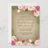 Vintage Peony Rustic Douche nuptiale Invitations (Devant)