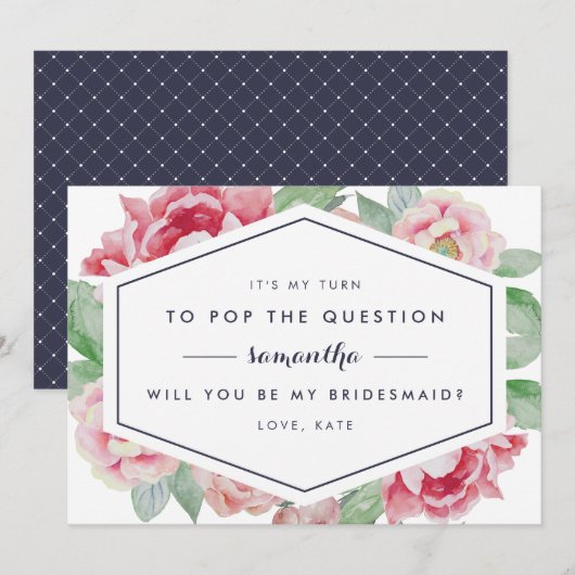 Vintage Peony Soyez Ma Carte D'Époux (Devant / Derrière)