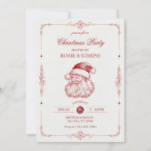 Vintage père Noël fête de noël Invitation (Devant)
