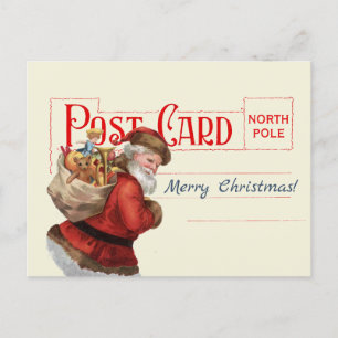 Vintage Père Noël Joyeux Noël Antique Carte postal