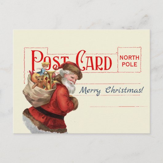 Vintage Père Noël Joyeux Noël Antique Carte postal (Devant)
