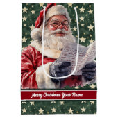 Vintage Père Noël Nom personnalisé Sac cadeau Vaca (Dos)