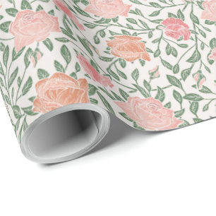 Vintage Perfect Roze & Perzikrozen Cadeaupapier