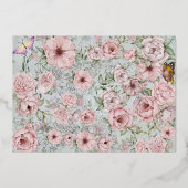 Vintage Périwinkle Peony Foil Enregistrer La Carte (Verso)