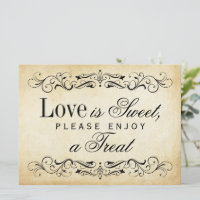 Vintage Perkament Krulwerk Liefde is Zoet Bord