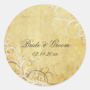Vintage perle tourbillonne autocollants de mariage