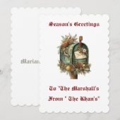 Vintage Persoonlijke Platte Kerstkaart Kaart (Voorkant / Achterkant)