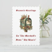 Vintage Persoonlijke Platte Kerstkaart Kaart (Staand voorkant)