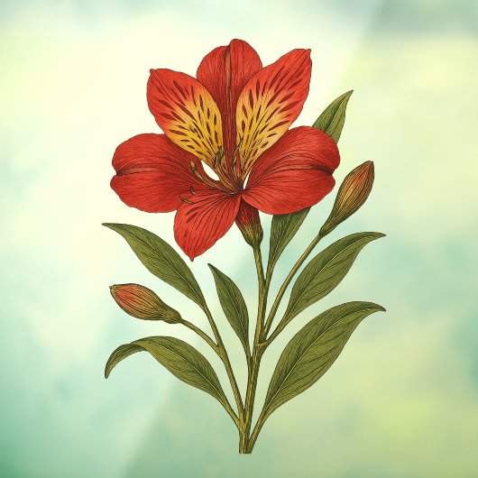 Vintage Peruvian Lily Raamsticker (Vel 3)