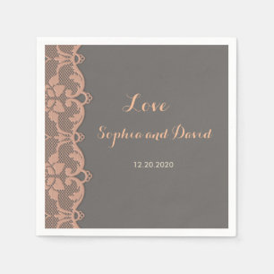 Vintage Perzikgrijze Kant Trouwjurk Op Maat Servet