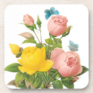 Vintage Perzische Gele Theerozen door Redoute Onderzetter