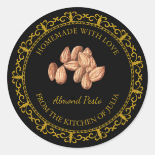 Vintage Pesto aux amandes maison Étiquette l Noir