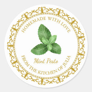 Vintage Pesto de menthe fait maison Étiquette l Bl