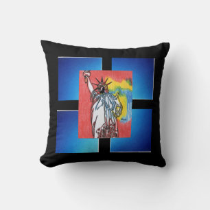 Vintage Peter Max, vrijheidsbeeld, kussen weggooie