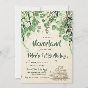 Vintage Peter Pan Neverland Invitation d'anniversa