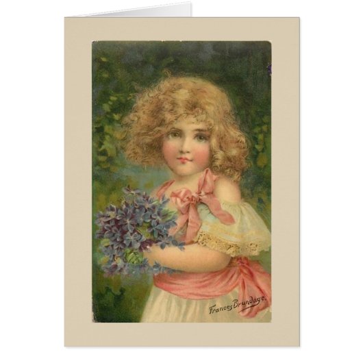 Vintage - Petite fille aux violettes, (Devant)