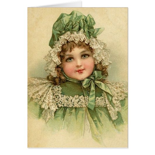 Vintage - Petite fille en vert, (Devant)