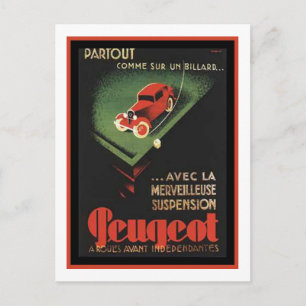 Vintage Peugeot ad - Partout Comme sur un billard Briefkaart