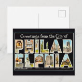 Vintage Philadelphia Groet  Briefkaart (Voorkant / Achterkant)