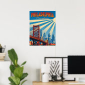 Vintage Philadelphia Pennsylvania Poster (Thuiskantoor)