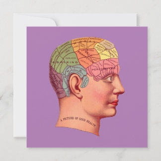 Vintage Phrenologie Chef Mineur Carte du cerveau