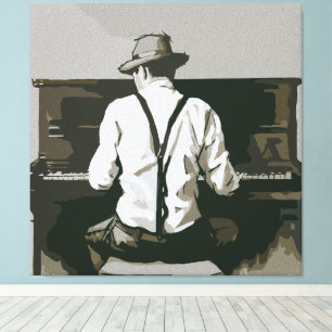 Vintage Pianist in Harmonie Canvas Afdruk
