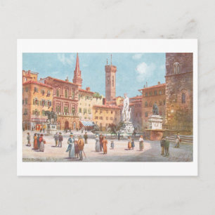 Vintage Piazza della Signoria, Florence, Italië, Briefkaart