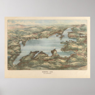 Vintage Pictorial Map of Lake Sunapee (1905) Poster