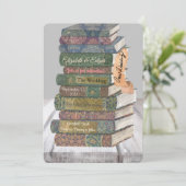 Vintage pile de livres Peint Wedding Invitations (Debout devant)
