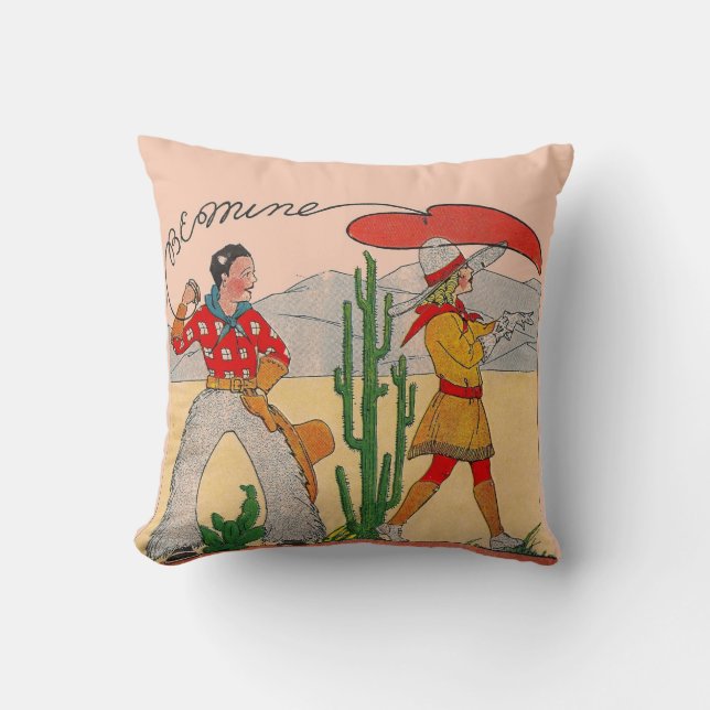 Vintage Pillow van Cowboy Kussen (Voorkant)