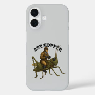 Vintage Piloot die op een Reusachtige Sprinkhaan R iPhone 16 Hoesje