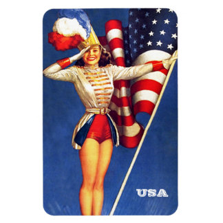 Vintage Pin-Up Art USA Patriotic Gift Magnets
