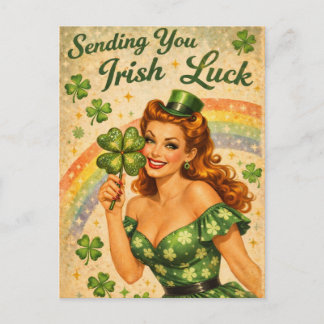 Vintage Pin-Up St. Patrick’s Day Postcard Feestdagenkaart