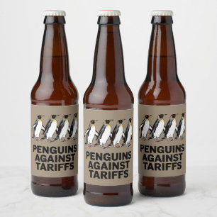 Vintage Pinguïns Protesteren Tegen Tarieven Grappi Bier Etiket