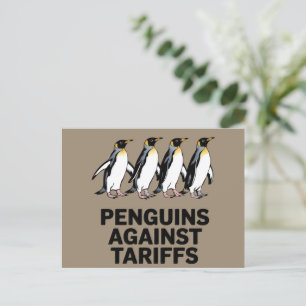 Vintage Pinguïns Protesteren Tegen Tarieven Grappi Briefkaart