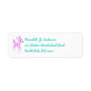Vintage Pink and Mint Deer Return Address Labels