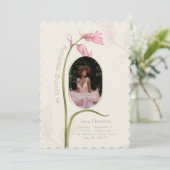 Vintage Pink Floral Photo Funeral Programme (Debout devant)