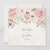 Vintage Pink Floral Spring Wedding Invitations (Dos)