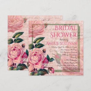 Vintage Pink Floral Vrijgezellenfeest Ephemera Kaart