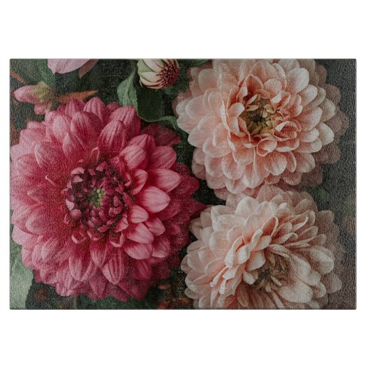 Vintage Pink Flowers Snijplank (Voorkant)