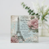 Vintage Pink Paris Baby Shower Invitations (Debout devant)
