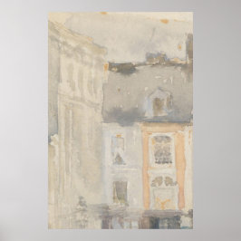 Vintage Pink Pastel Cityscape Art Poster