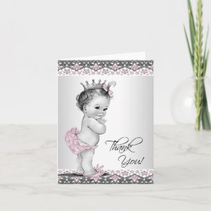 Vintage Pink Princess Baby shower Merci Cartes