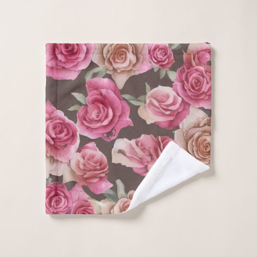 Vintage pink, red, and white roses (Gant de toilette)