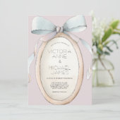 Vintage Pink Ribbons Wedding Invitation Kaart (Staand voorkant)