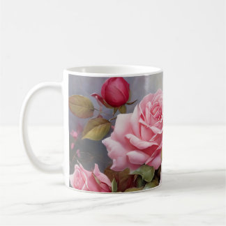 Vintage Pink Roses Koffiemok