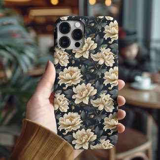 Vintage Pioen Bloemrijke Elegante Donkere Botanisc iPhone 16 Pro Hoesje