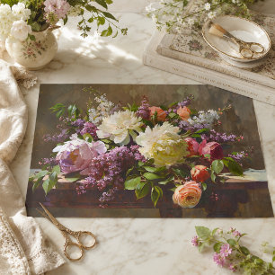 Vintage Pioen & Sering Bloemboeket Decoupage Tissuepapier